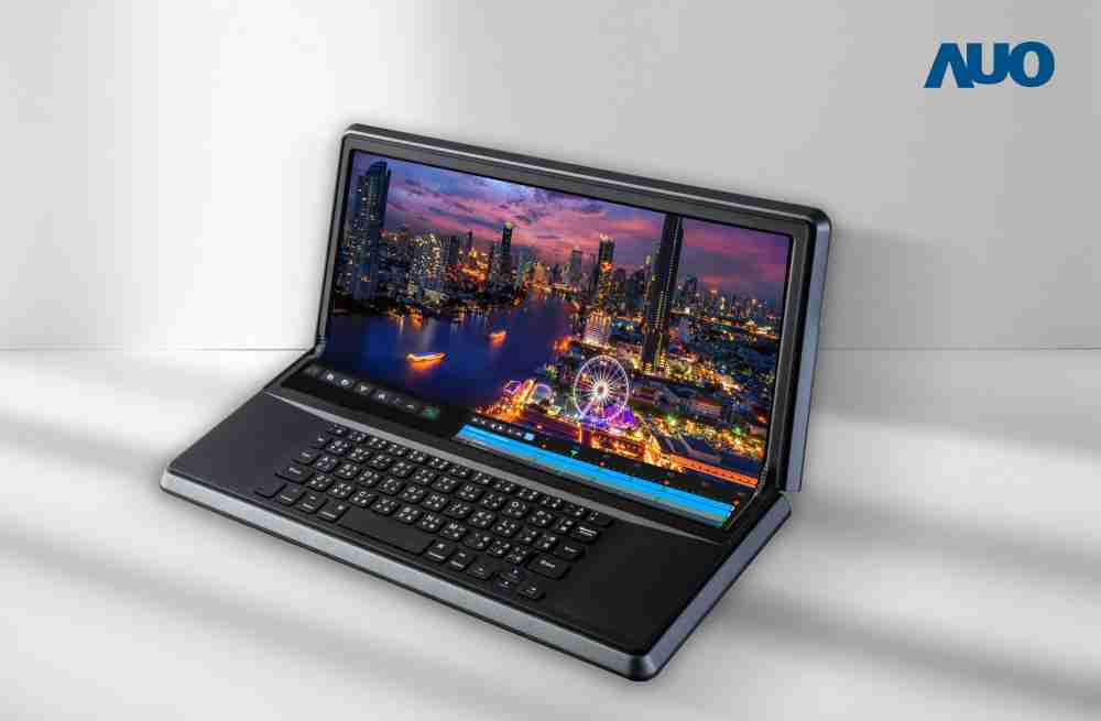 牛牛游戏14.6吋Micro LED折迭显示屏幕，，，搭配半径4mm的弯折绞炼，，，以及高画素、、、高亮度、、高对比度的显示技术特点，，，即便在大视角下仍保有绝佳色相与亮度